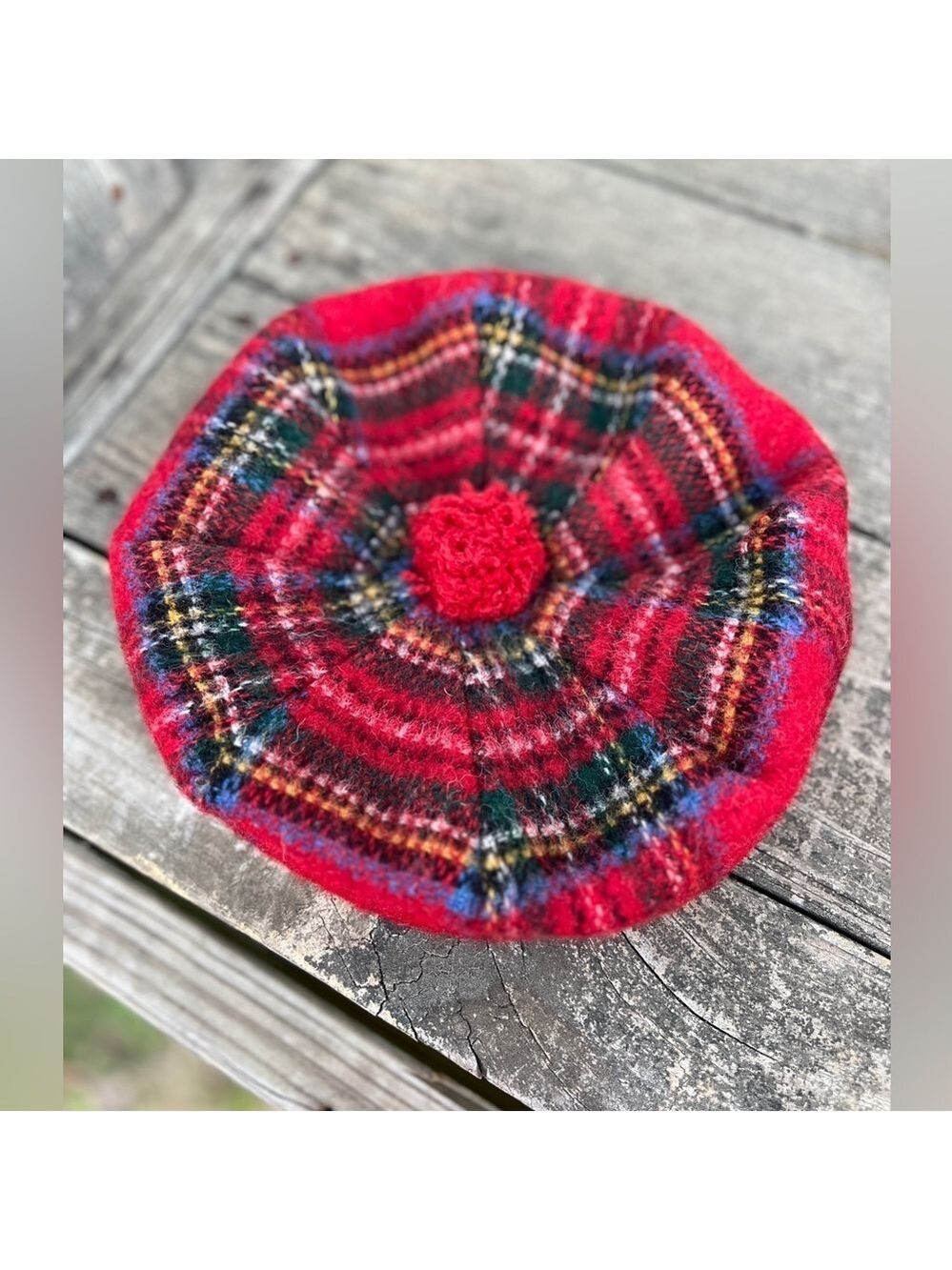 Vintage Meigle 100% Wool Tweed Tartan Plaid Preppy Made in Scotland Beret Hat